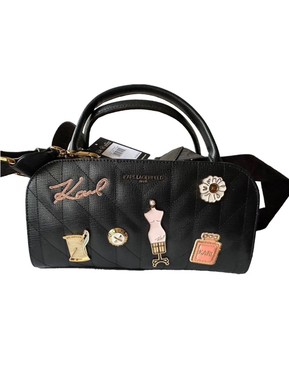 NWT KARL LAGERFELD Top handles bag with pins ltd edition retail $248